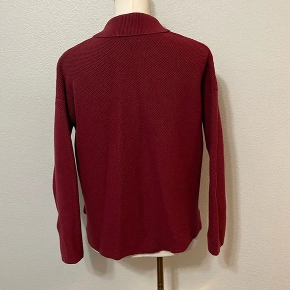 J. Jill Women’s Red Waffle Knit Collared Button Sweater Size Small - Picture 4 of 6
